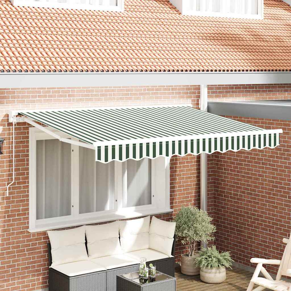 Inklapbaar Zonnescherm Groen en Wit 350×200 cm