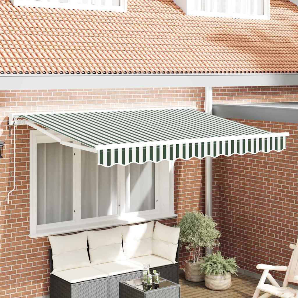 Inklapbaar Zonnescherm Groen en Wit 350×200 cm