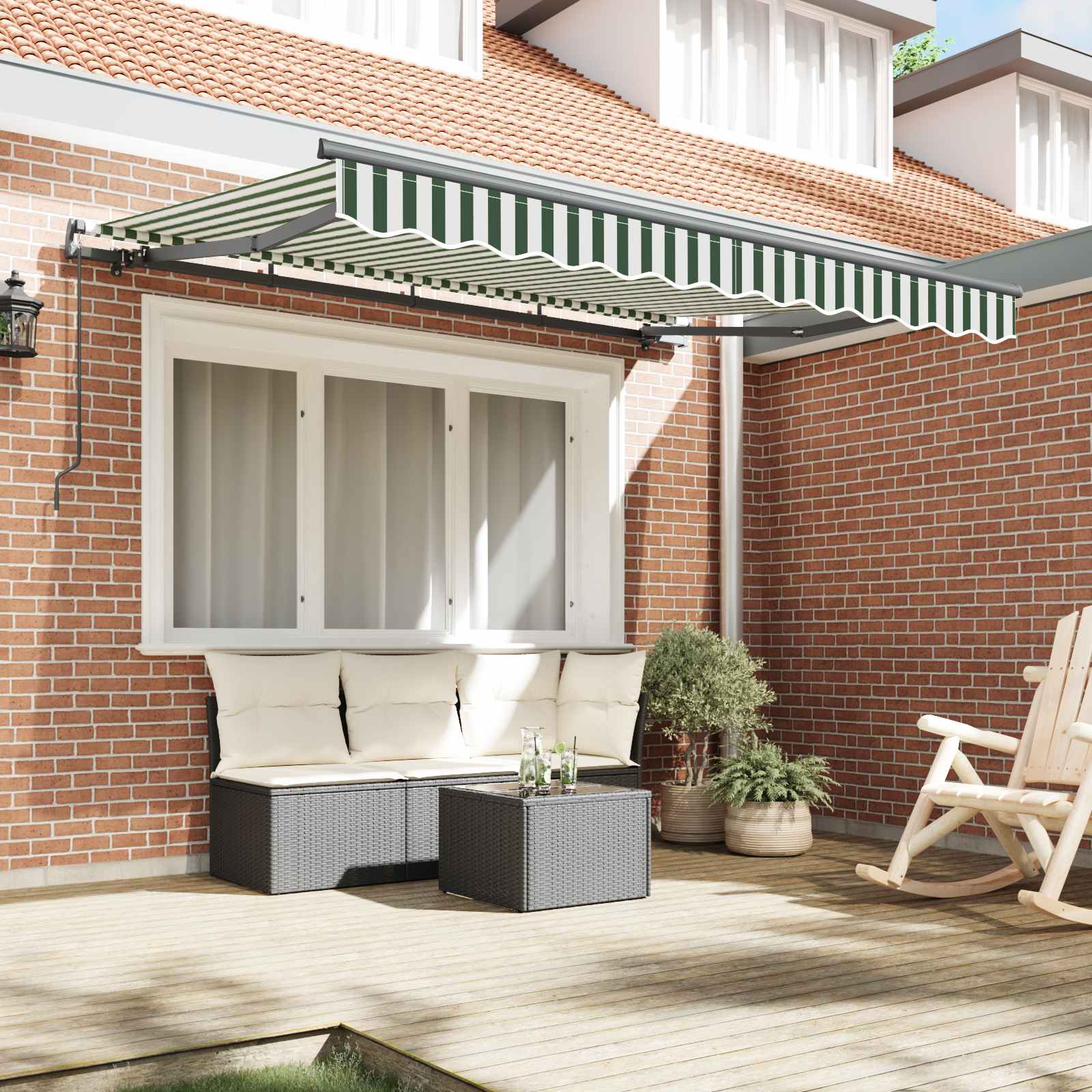 Inklapbaar Zonnescherm Groen 350 x 200 cm Stof image 3