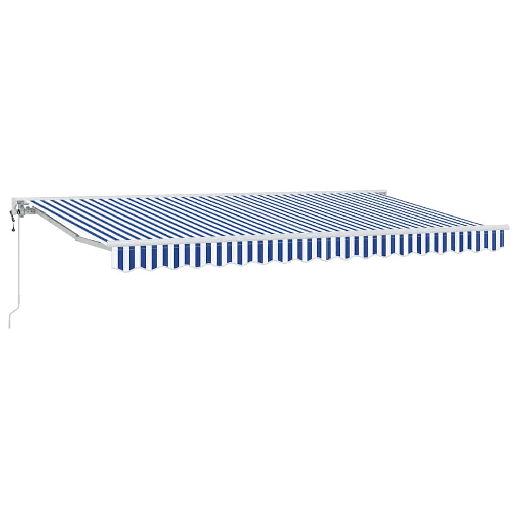 Vetoutuva markiisi Sininen ja valkoinen 400×200 cm Alumiini