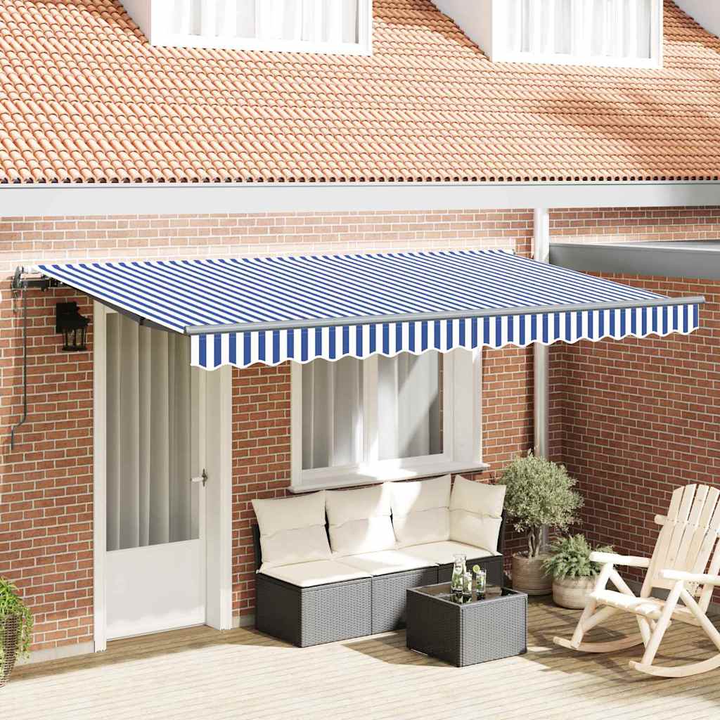 Inklapbaar Zonnescherm Blauw en Wit en Anthraciet
