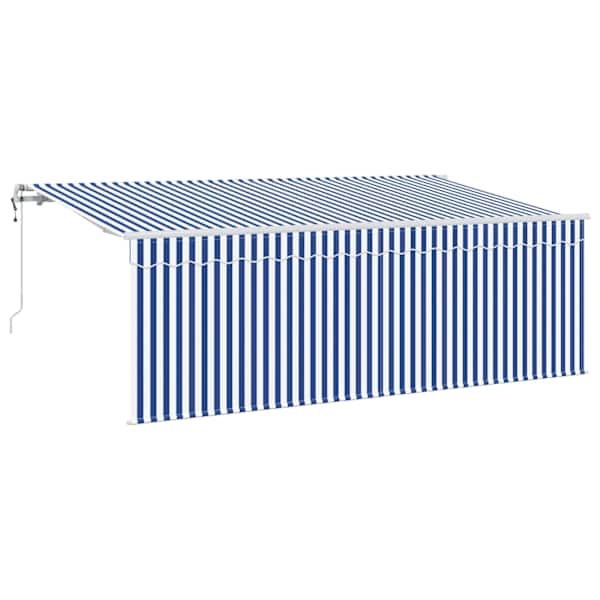 vidaXL Kokkuvolditav varikatus Sinine ja Valge 400 x 200 cm