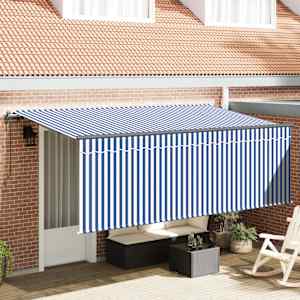 Retraktilna tenda Modra in bela 400 x 200 cm