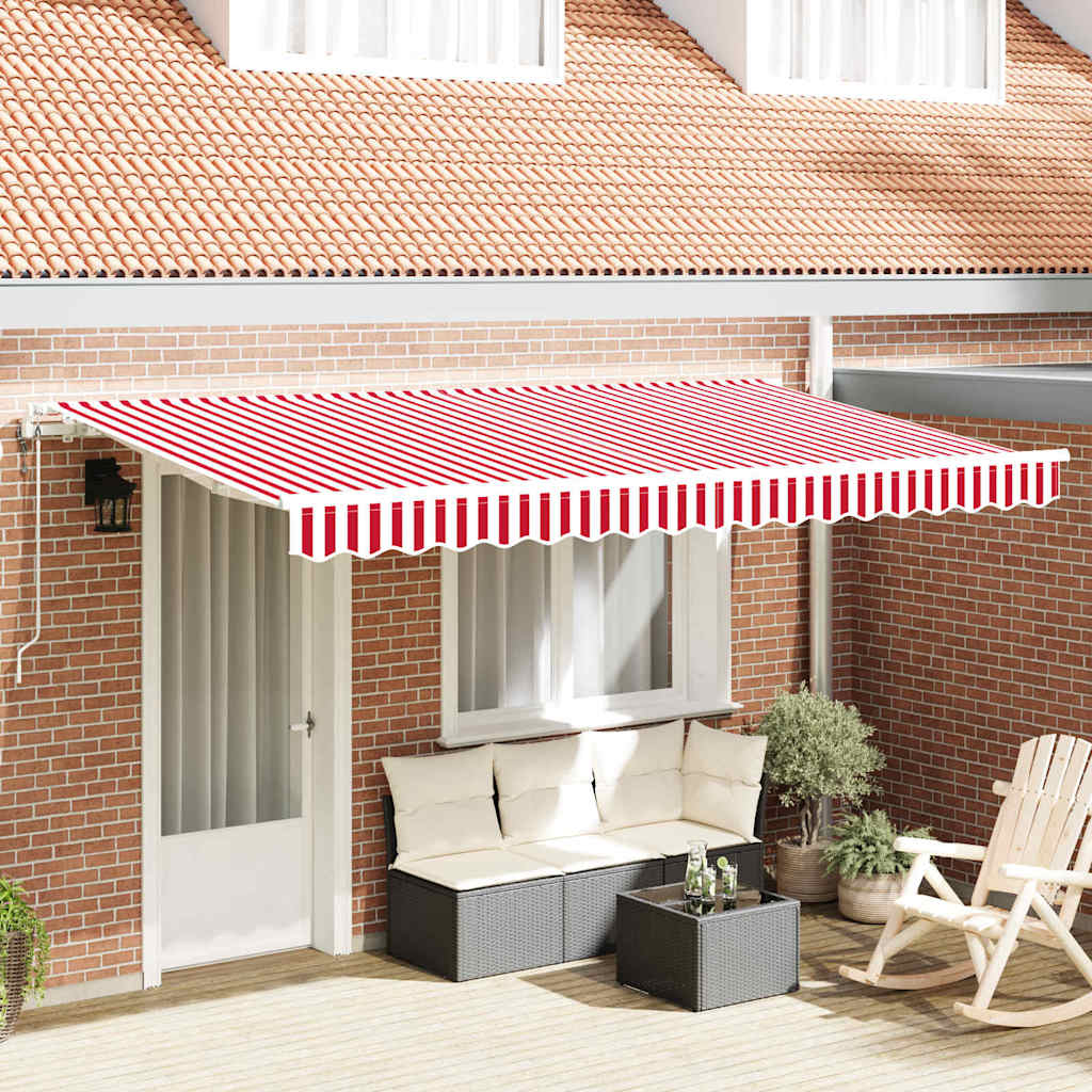 vidaXL Cortina Retractabilă Roșu, Alb 400 x 200 cm Poliester, Aluminiu