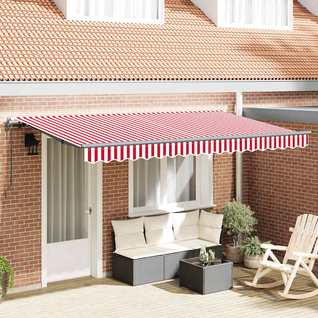vidaXL Cortina Retractabilă Roșu, Alb 400 x 200 cm Poliester, Aluminiu