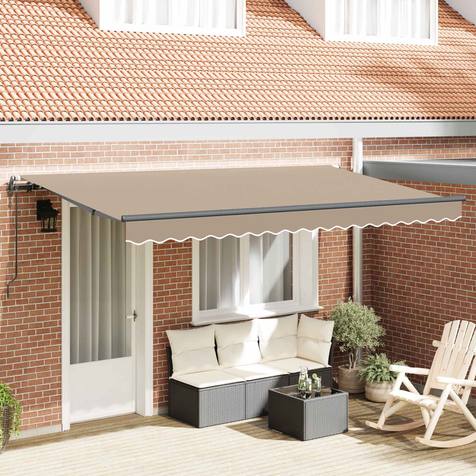 vidaXL Vedettävä markiisi Beige 400 x 200 cm kangas