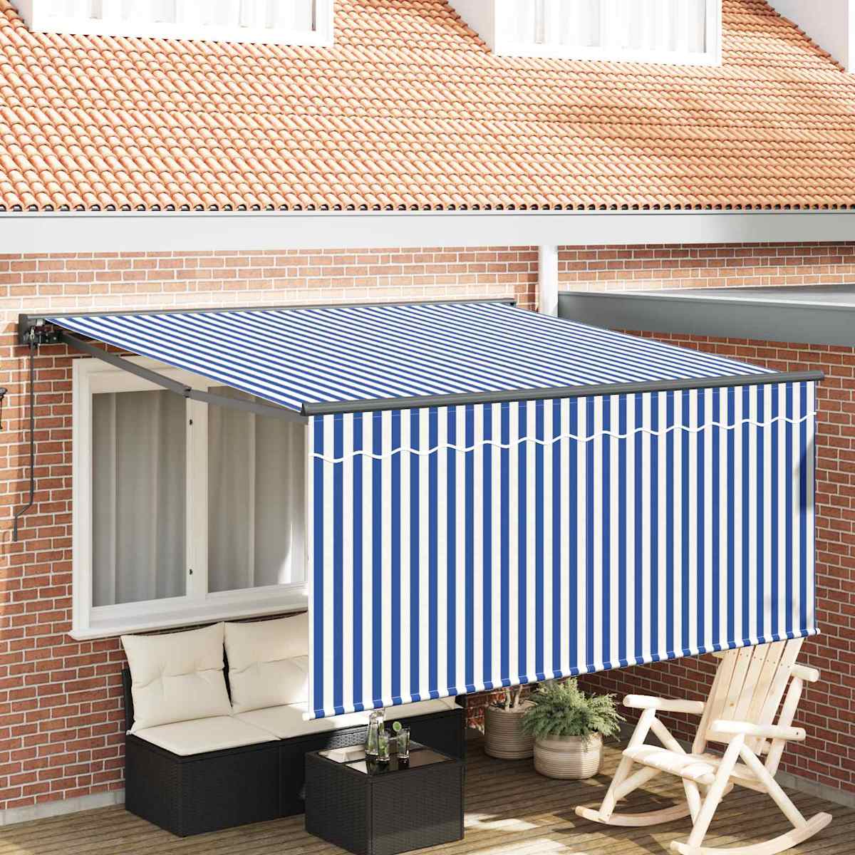 Udtrækkelig markise Blå og Hvid 300 x 250 cm