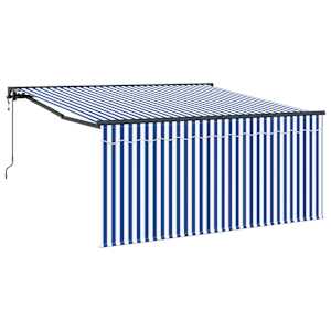 vidaXL Kokkuvolditav varikatus Sinine ja Valge 300 x 250 cm