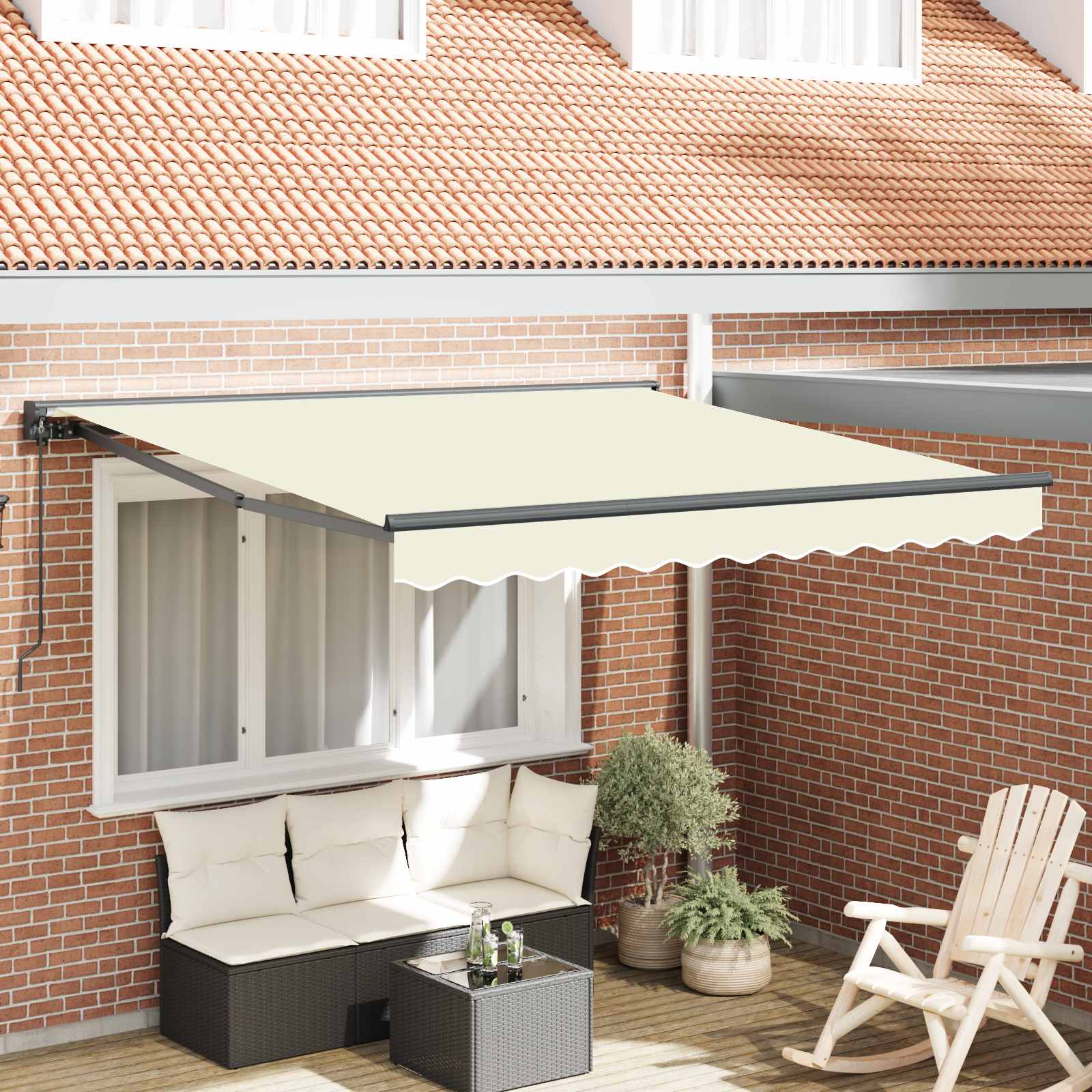 vidaXL Cadru de copertină Crem 300 x 250 cm Poliester cu Acoperire PU