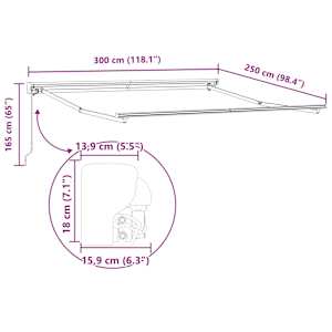Retraktilna tenda krema 300 x 250 cm Poliester in kovina - slika 12