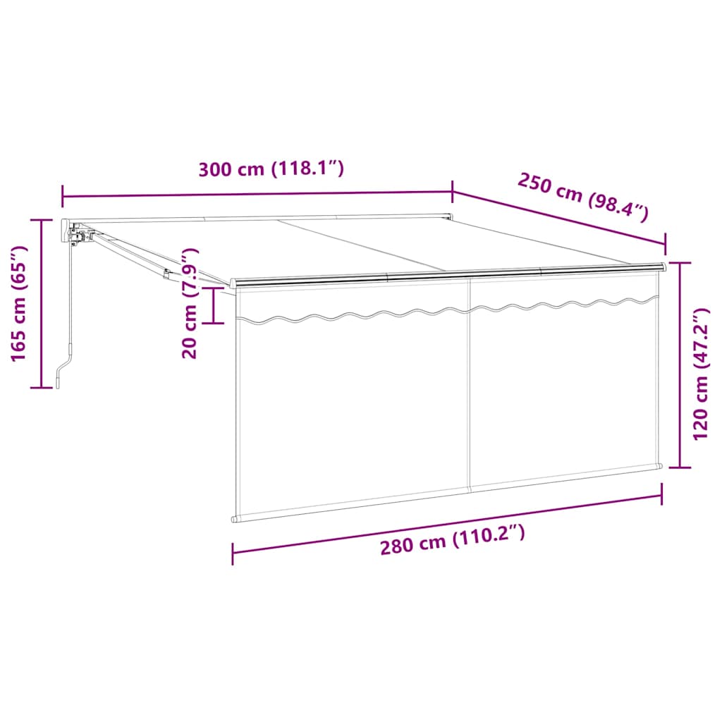 Izvelkams jumtiņš Krēmkrāsa 300 x 250 cm