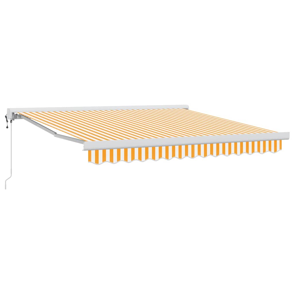 Automaattinen sisäänvedettävä markiisi keltainen ja valkoinen 300×250 cm