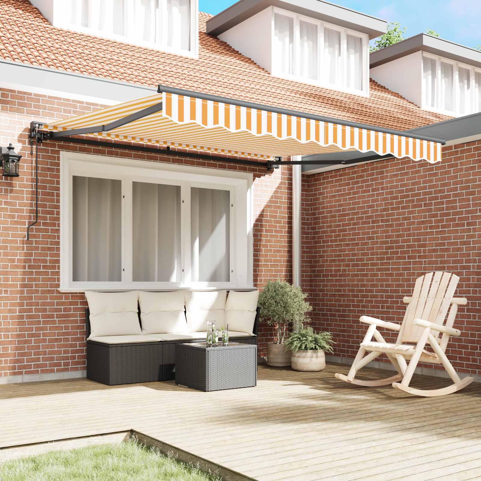 Thumbnail - vidaXL Einziehbare Markise Gelb und Weiß 300 x 250 cm