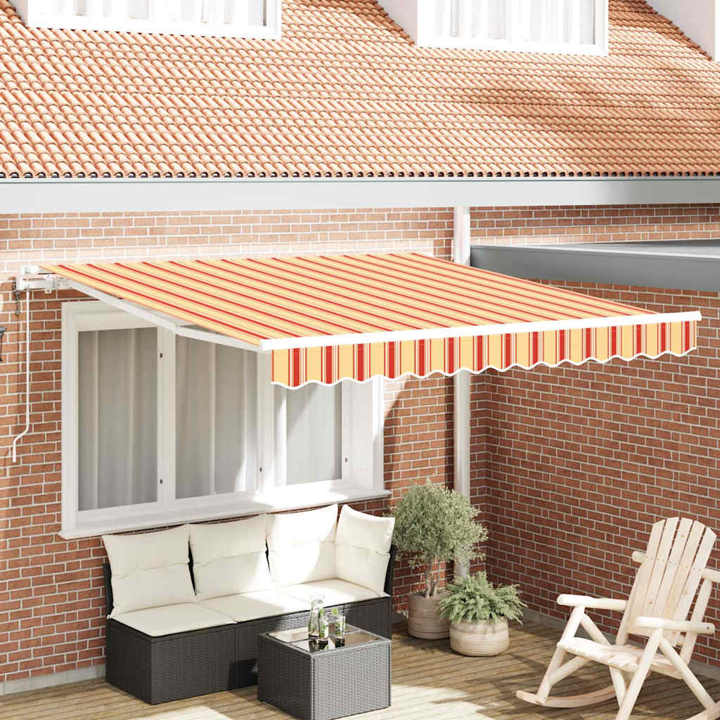 Automaattinen sisäänvedettävä markiisi keltainen ja oranssi 300x250 cm
