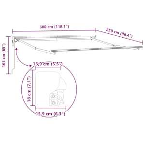 Retraktilna tenda Rdeča in bela 300 x 250 cm - slika 13
