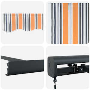 Retraktilna tenda večbarvno 300 x 250 cm Tkanina in kovina - slika 8