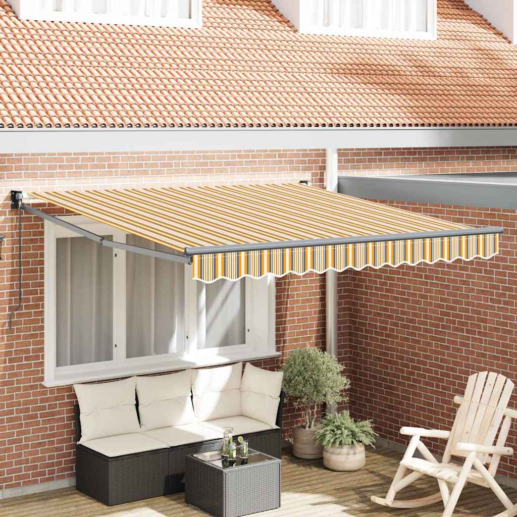 Käsitsi lisatõmmatav varikatus mitme värviga triibuga 300x250 cm