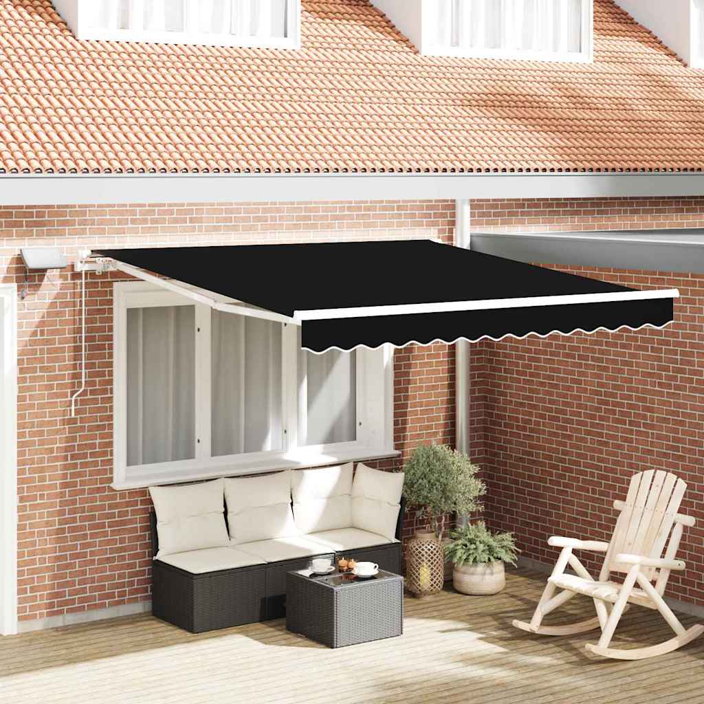 Manuaalinen sisäänvedettävä markiisi LED-mustana 300x250 cm, vidaXL Markiisinkangas 3x2.5 m rungolle mustana