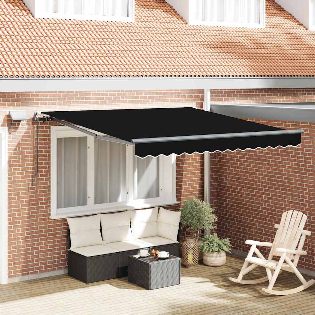 Manuaalinen sisäänvedettävä markiisi LED-valoilla musta 300x250 cm, vidaXL Markiisin vaihto kangas 3x2.5 m runkoon musta