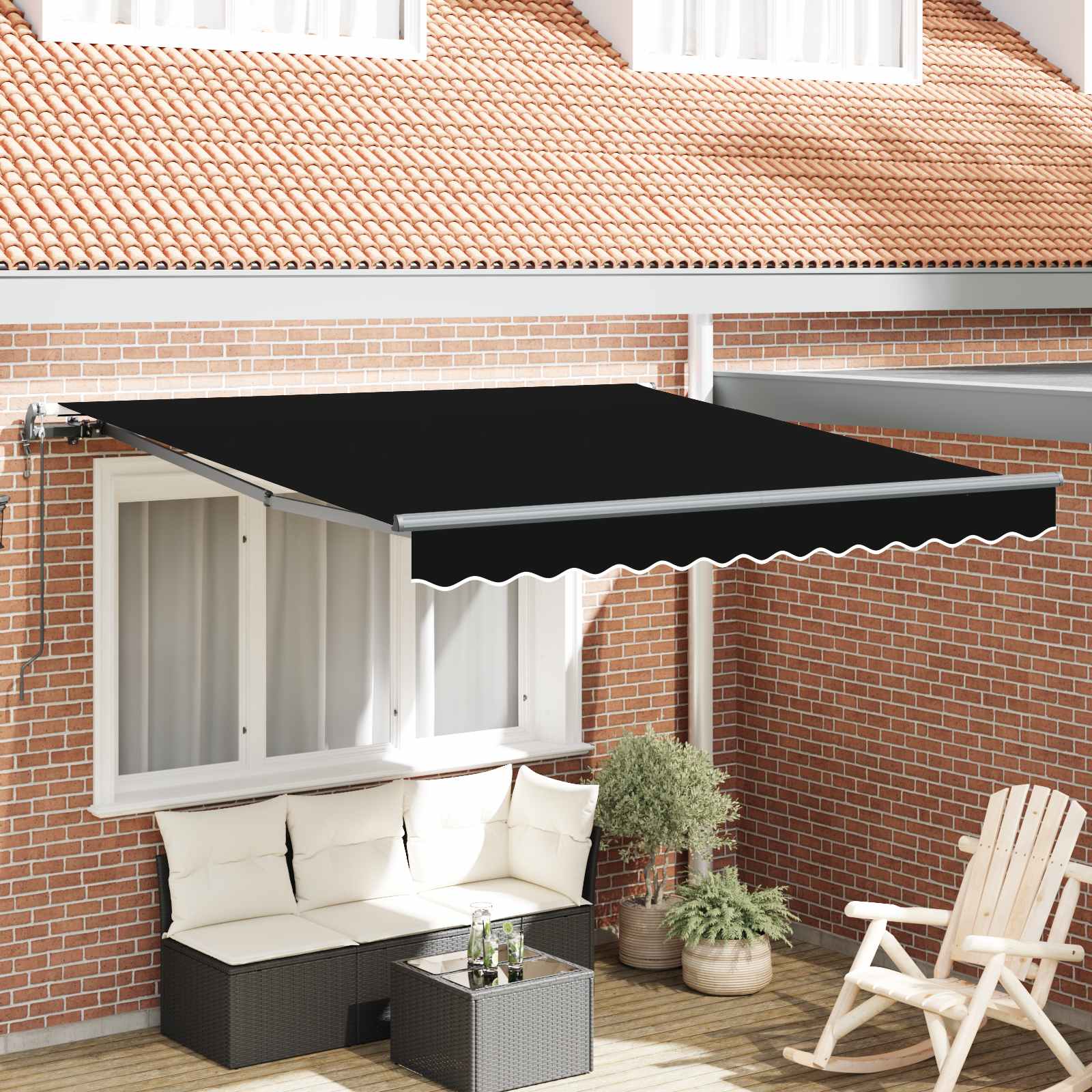 vidaXL Einziehbare Markise Schwarz 300 x 250 cm Stoff und Aluminium
