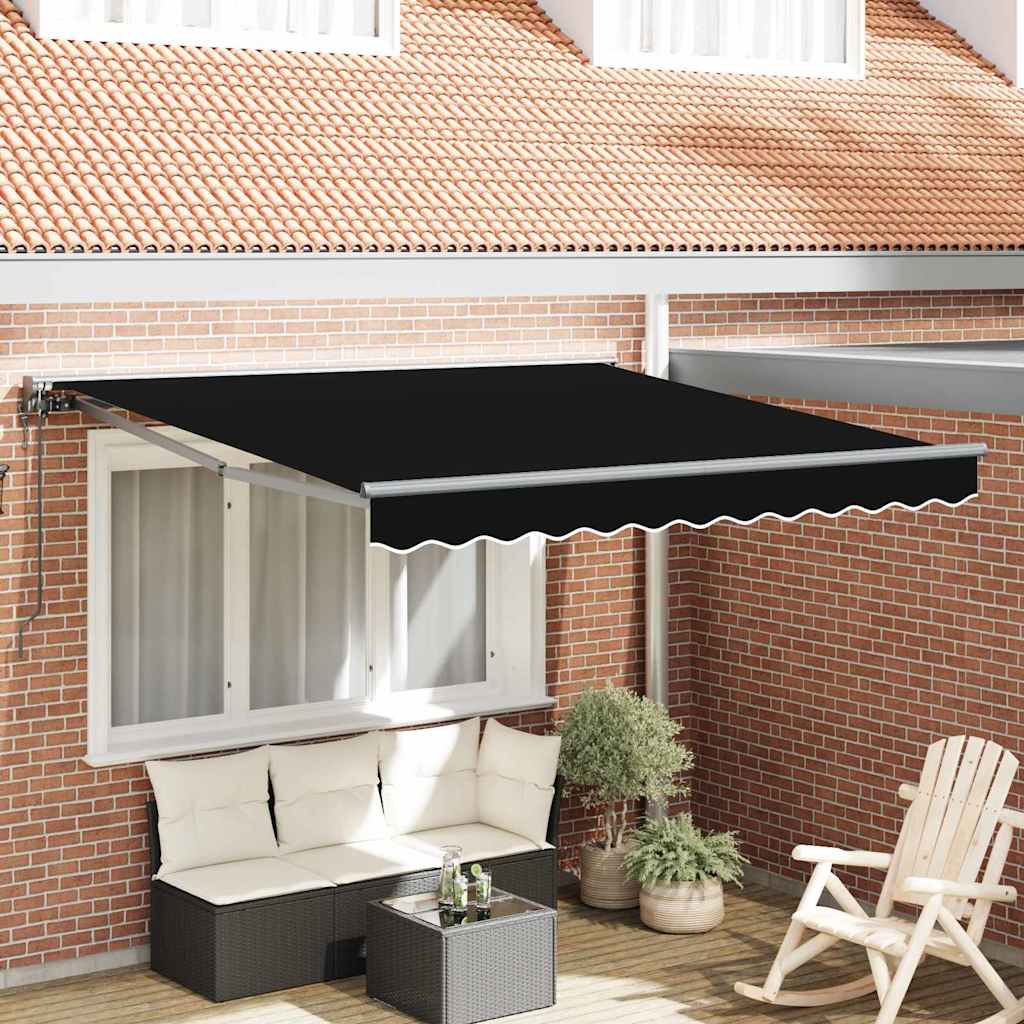 Vetoutuva markiisi Musta 300x250 cm Polyesterikangas ja Metalli