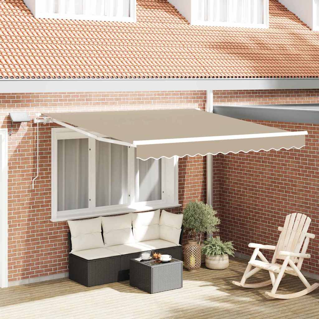Manuaalinen Sisäänvedettävä Markiisi LED valolla Beige 300x250 cm, vidaXL Markiisi Vaihtokangas 3x2.5 m Kehykselle Beige