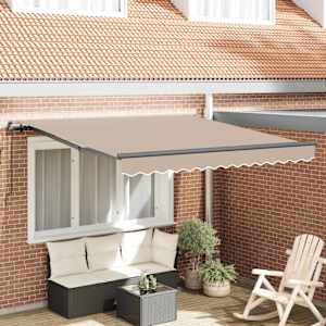 Retraktilna tenda Bež 300 x 250 cm Poliester in jeklo