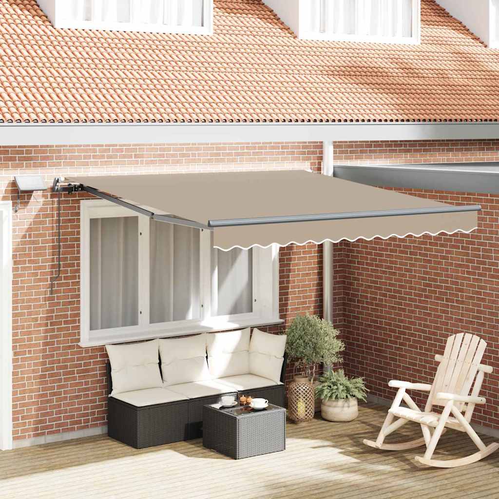 Manuaalinen sisäänvedettävä markiisi LED-valolla Beige 300x250 cm, vidaXL Markiisipäivityskangas 3x2.5 m Kehykseen Beige