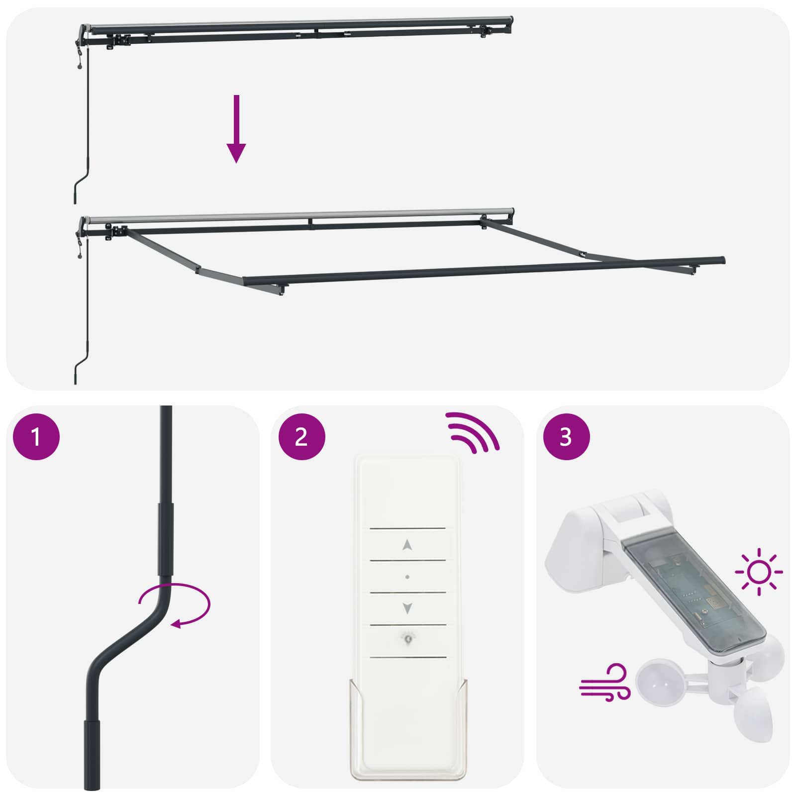 Inklapbaar Zonnescherm Beige 300 x 250 cm Stof en Aluminium image 8