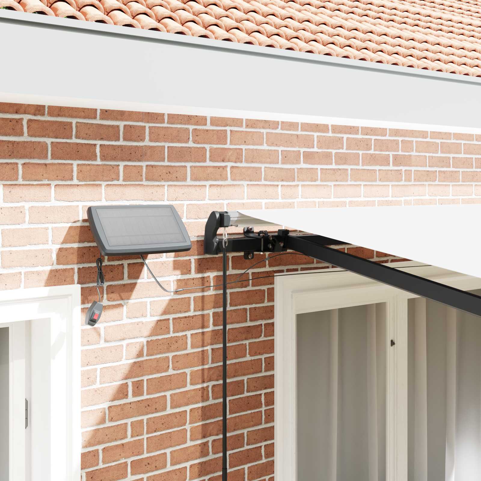 Manuaalinen Sisäänvedettävä Markiisi LED Valkoinen 300x250 cm, vidaXL Markiisi Varustuskangas 3x2.5 m Runko Valkoinen - Image 4