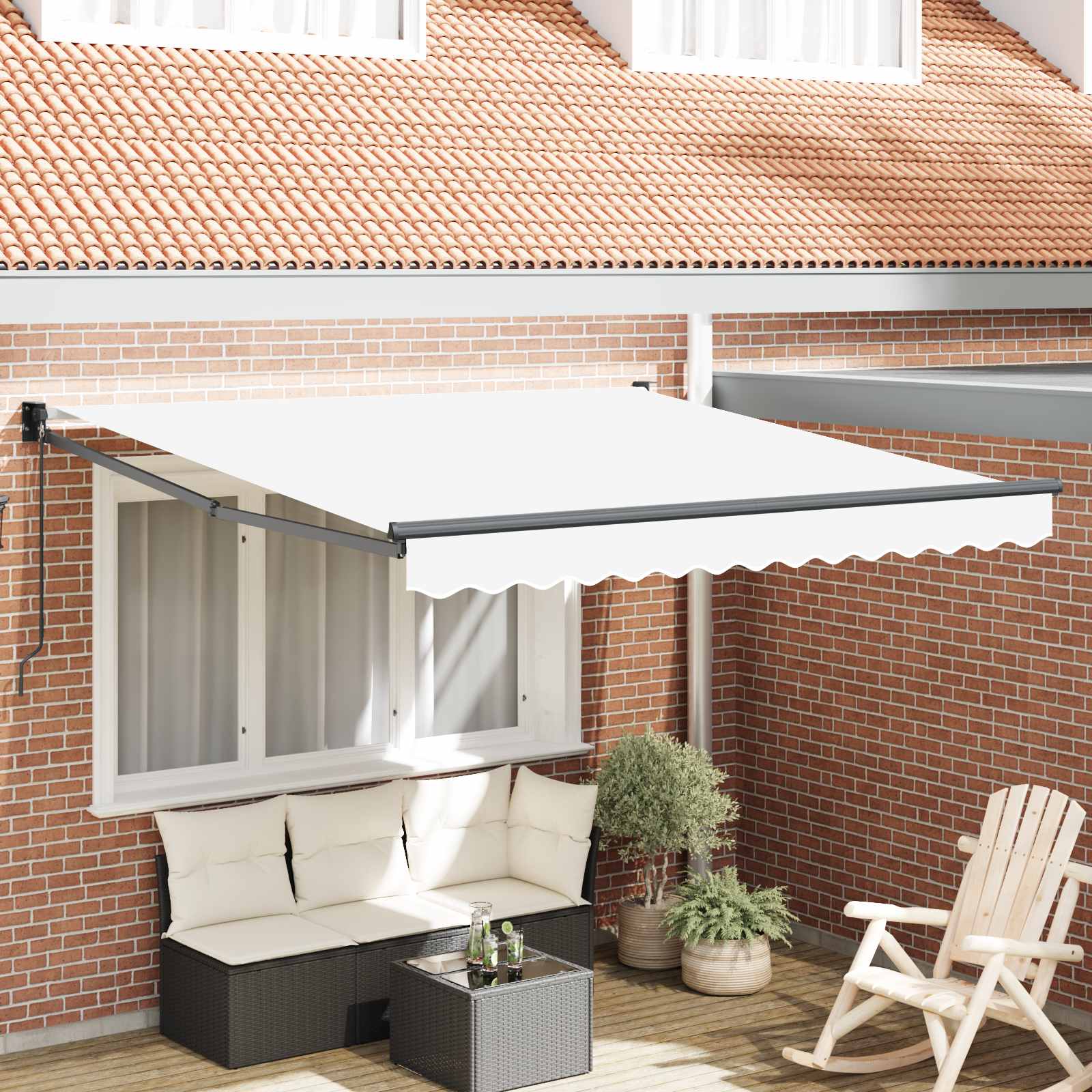 vidaXL Copertină Manual Alb 300 x 250 x 165 cm Poliester