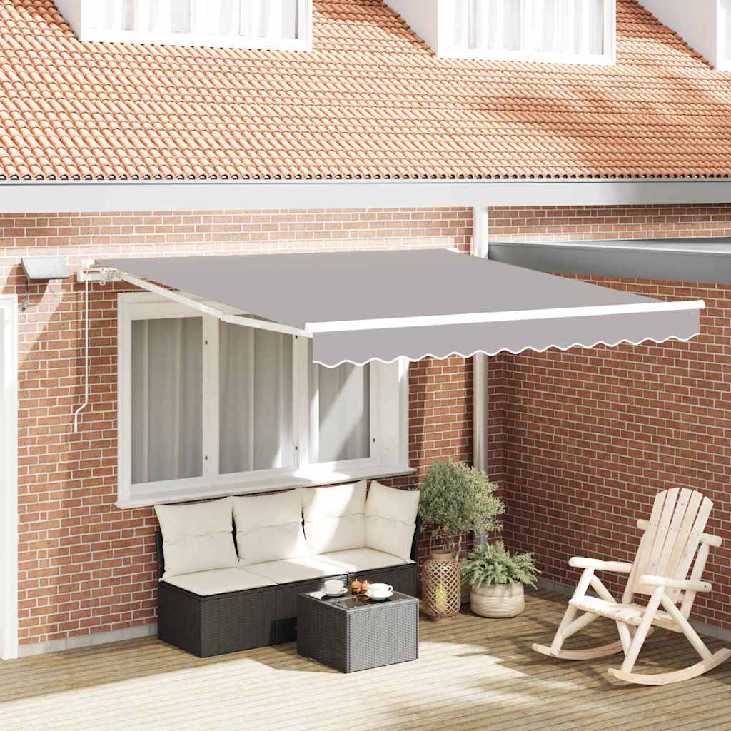 Käsitsi juhitav välivarikatus LED-valgusega Helehall 300x250 cm, vidaXL Varikatuse asendusriie 3x2,5 m raami jaoks Helehall