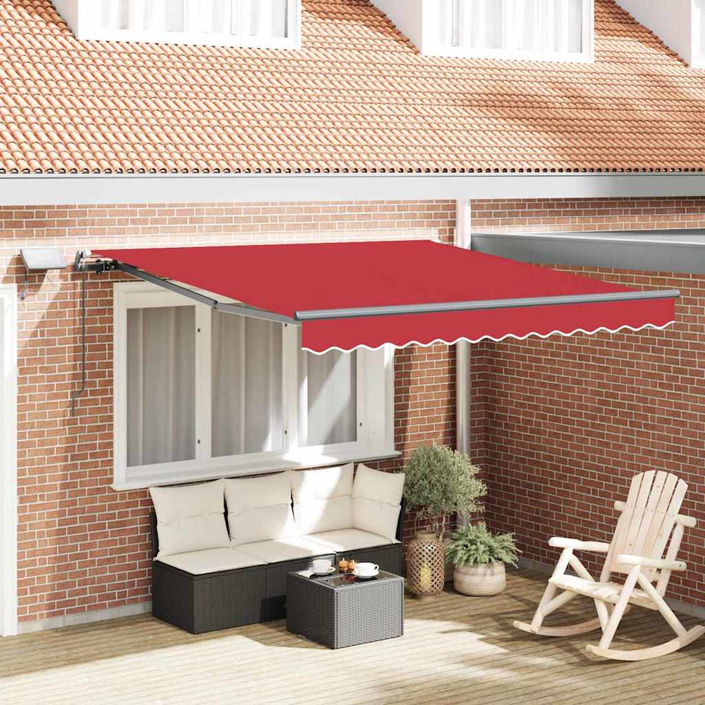 Käsitsi sissetõmmatav varikatus LED Punane 300x250 cm, vidaXL Varikatus Asenduskangas 3x2.5 m Raam Punane