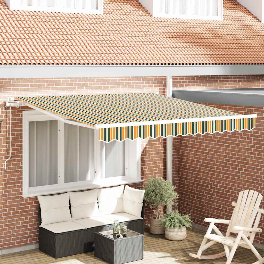Automatisk Udtækkelig Markise Grøn og Gul 300x250 cm
