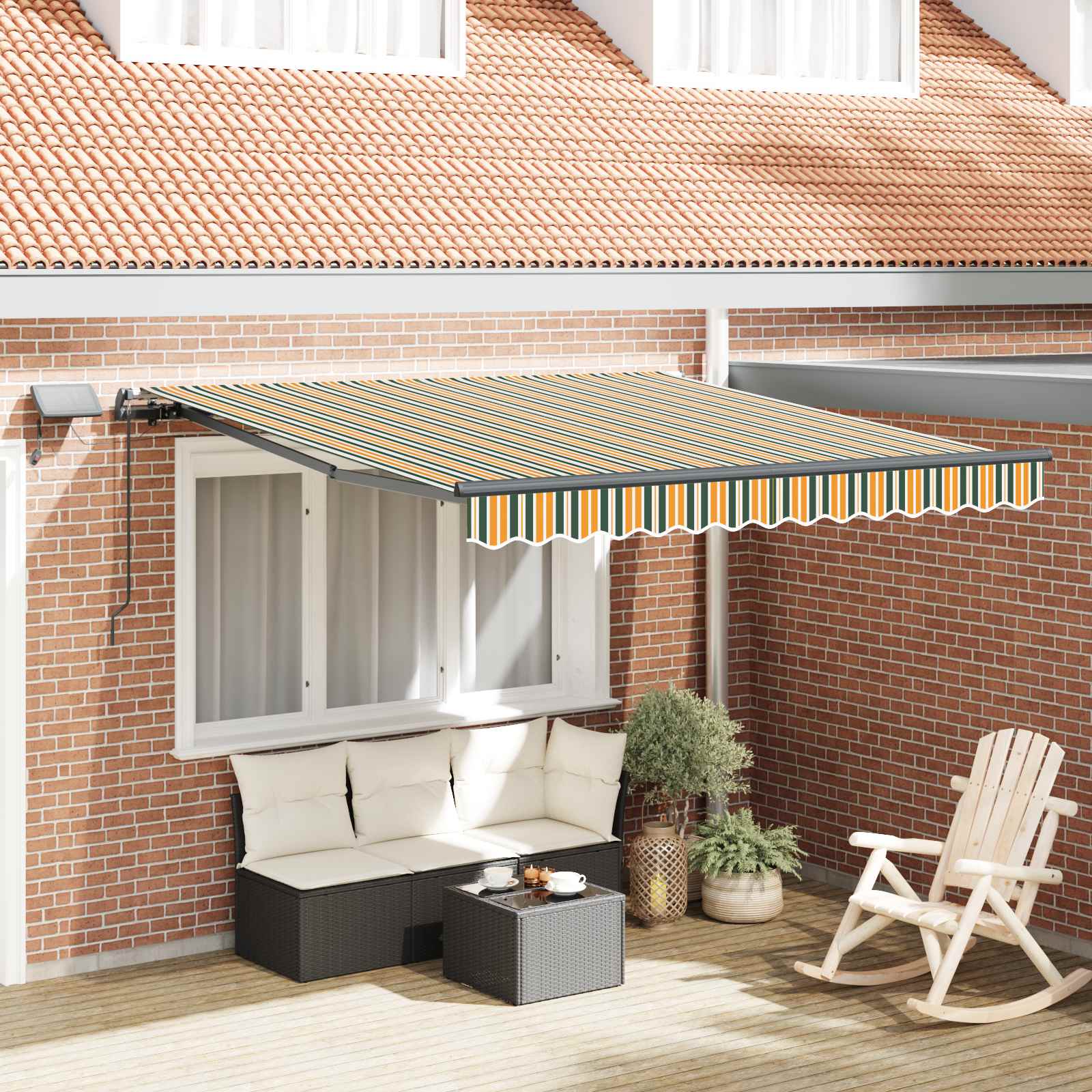 vidaXL Cortina Retractabilă Verde și galben 300 x 250 cm țesătură