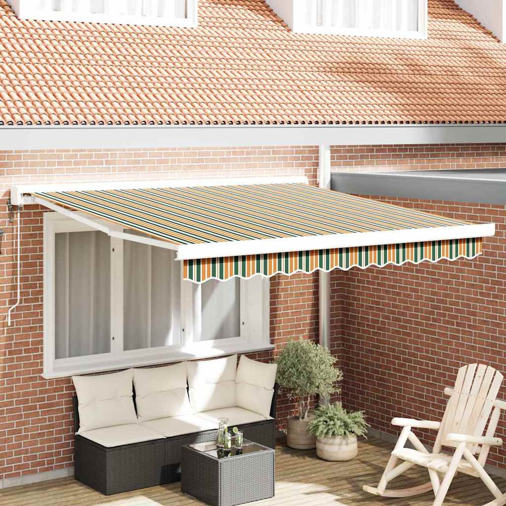 Automatisk Udtækkelig Markise Grøn og Gul 300x250 cm