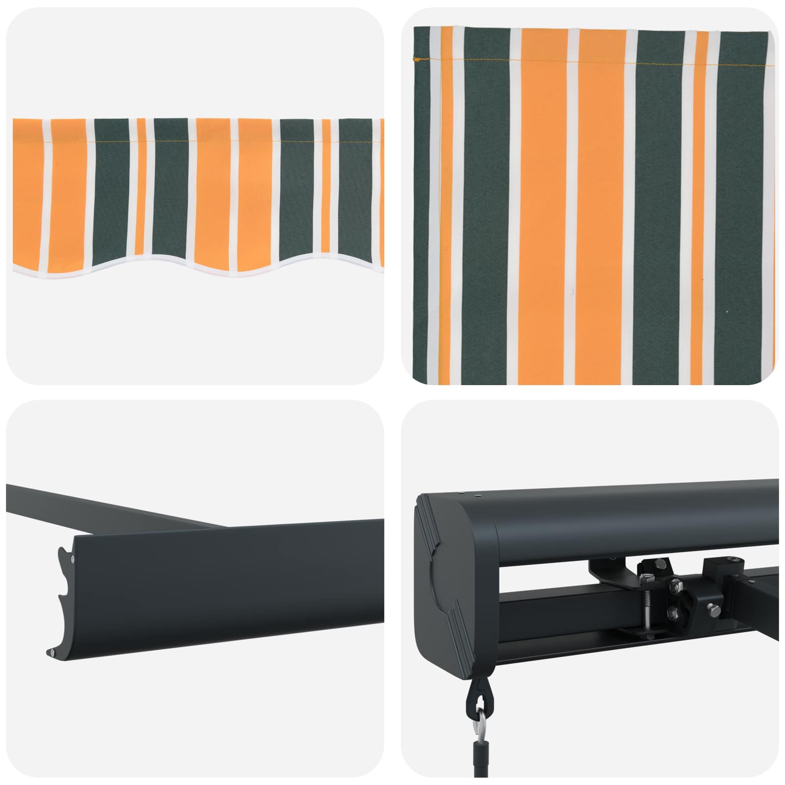 Manuaalinen Kelautuva Aurinkosuoja, Vihreä ja Keltainen, 300 x 250 cm - Image 4