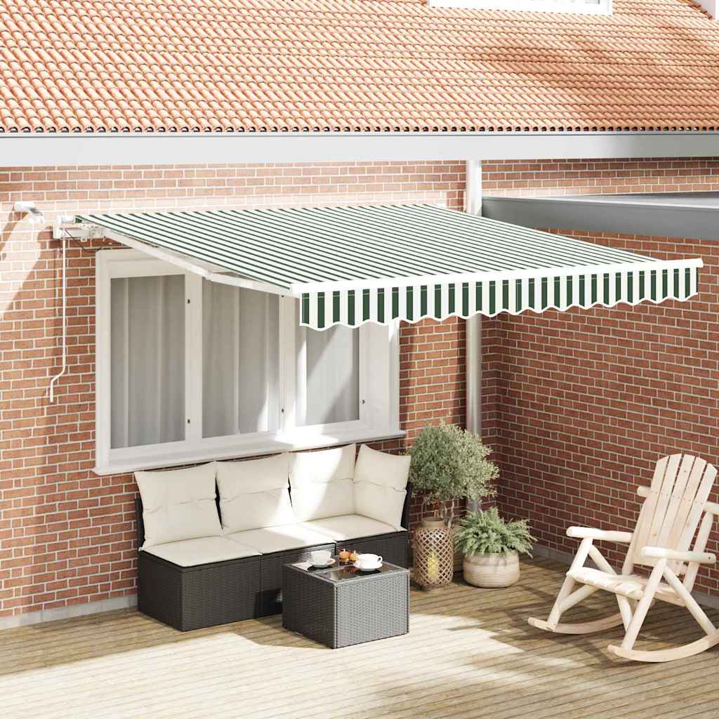 vidaXL Cortina Retractabila Verde si alb 300 x 250 cm