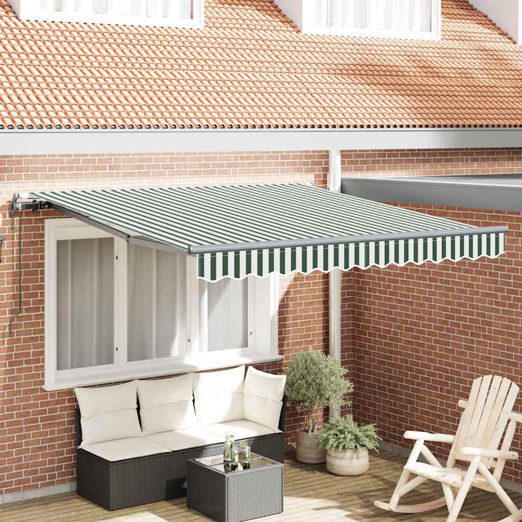Toldo Retráctil Automático Verde y Blanco 300x250 cm