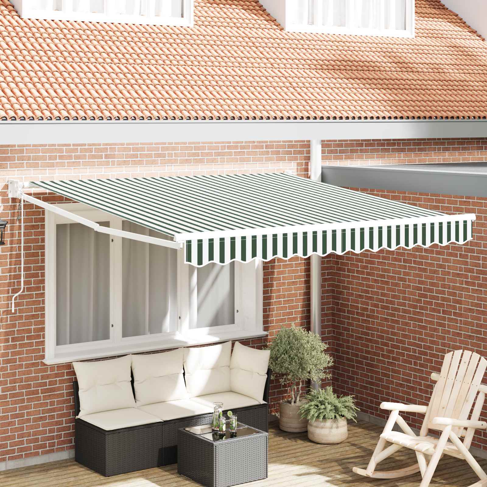 vidaXL Markise Grün und Weiß 300 x 250 x 165 cm Polyester