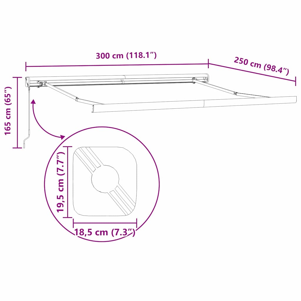 Inklapbaar Zonnescherm Groen en Wit 300 x 250 cm Stof en Metaal image 12