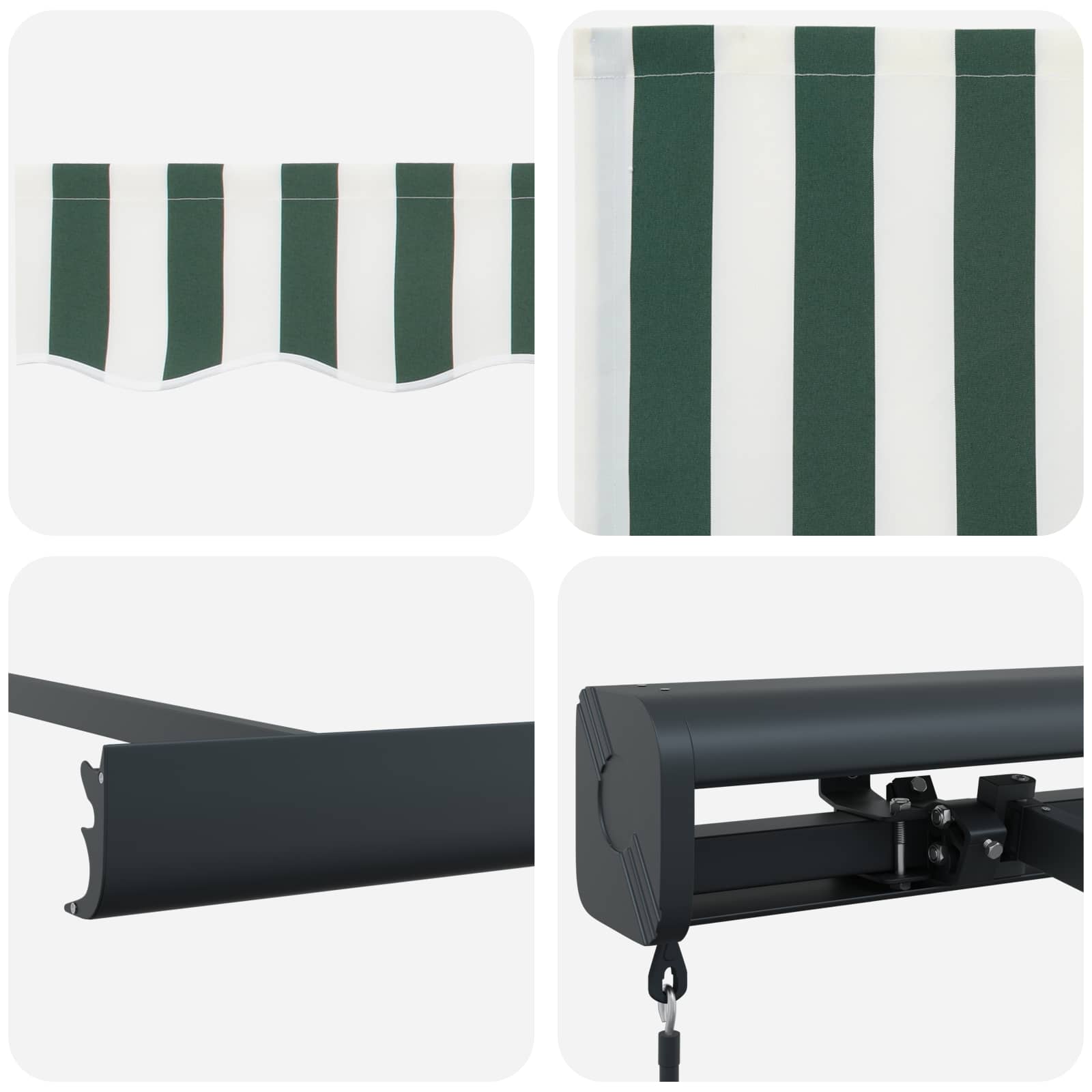 Inklapbaar Zonnescherm Groen en Wit 300 x 250 cm Stof en Metaal image 8