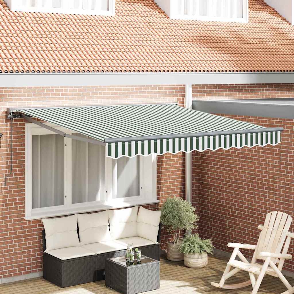 Inklapbaar Zonnescherm Groen en Wit 300×250 cm
