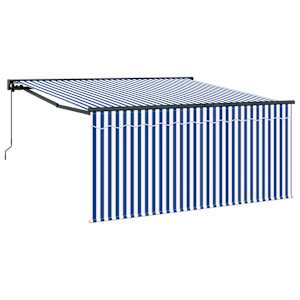 vidaXL Kokkuvolditav varikatus Sinine ja Valge 350 x 250 cm