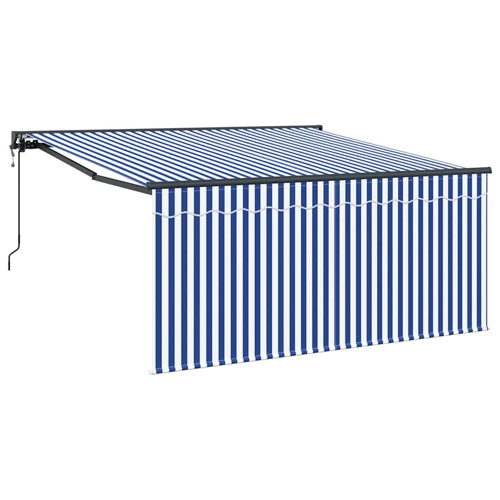 Vetoutuva markiisi Sinivalkoraidallinen 350 x 250 cm Kangas