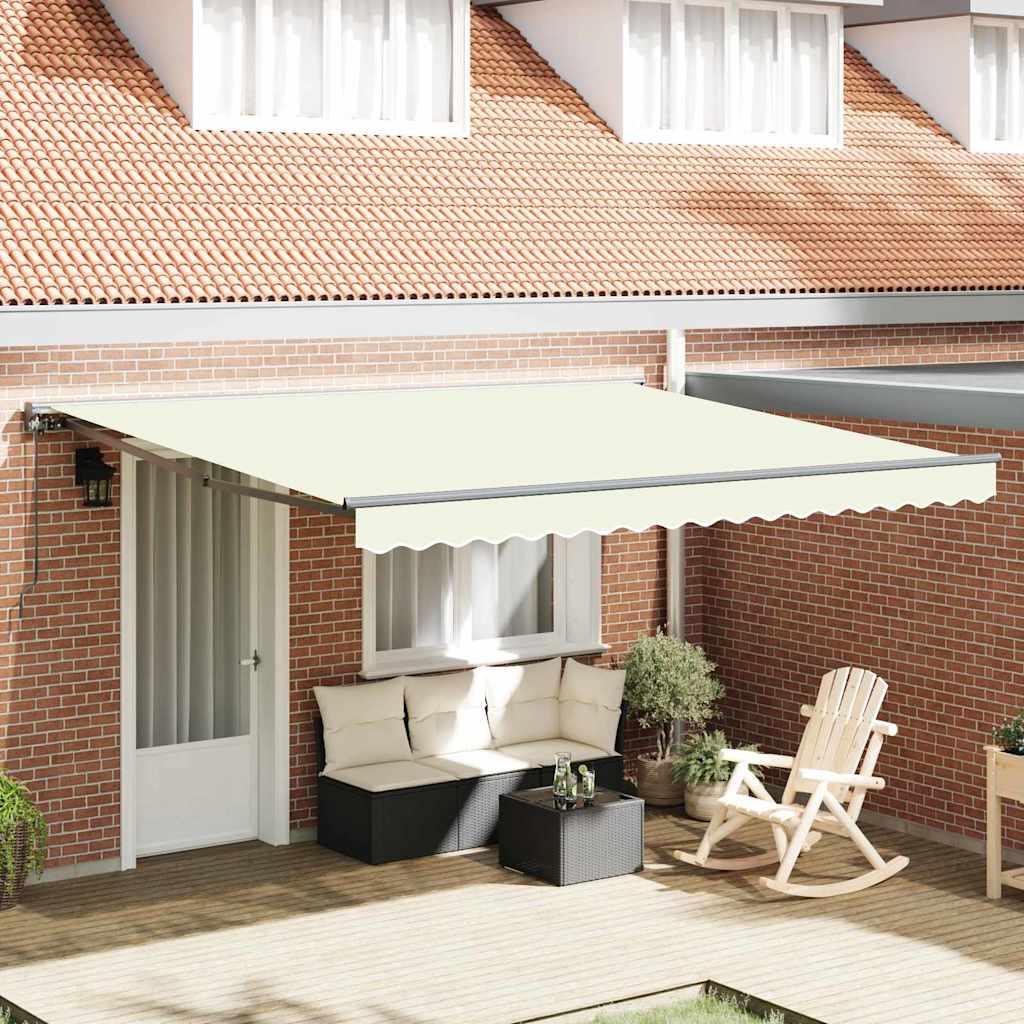 vidaXL Cortina Retractabilă Crem 350 x 250 cm Material textil, Metal