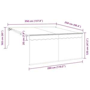Retraktilna tenda krema 350 x 250 cm Poliester in aluminij - slika 13