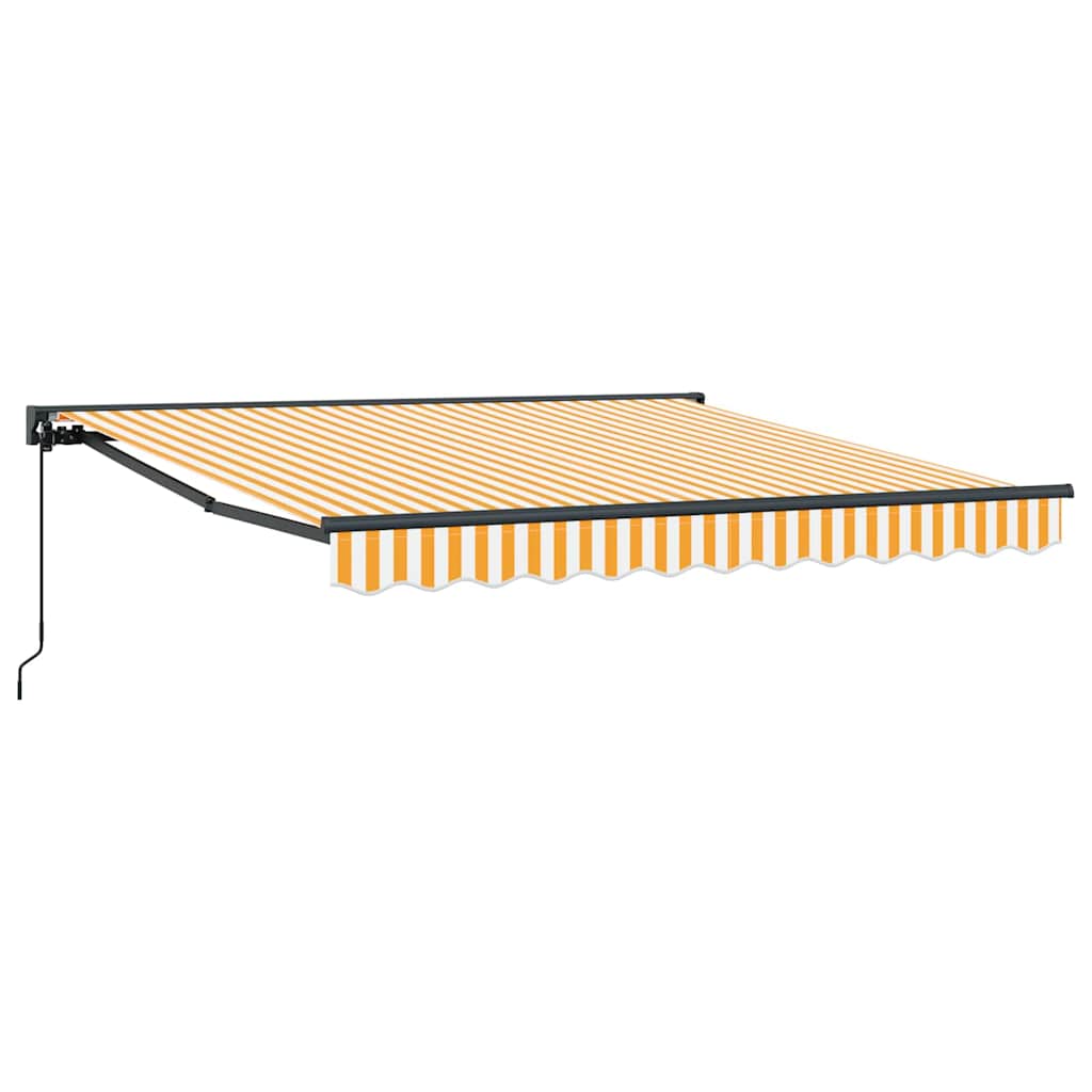 Vetoutuva markiisi Oranssi ja valkoinen 350x250 cm Polyesteri