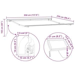 Retraktilna tenda z LED lučmi Rdeča in črna 350 x 250 cm blago - slika 13
