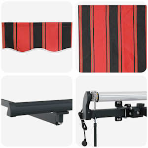 Retraktilna tenda Rdeča in črna 350 x 250 cm - slika 8